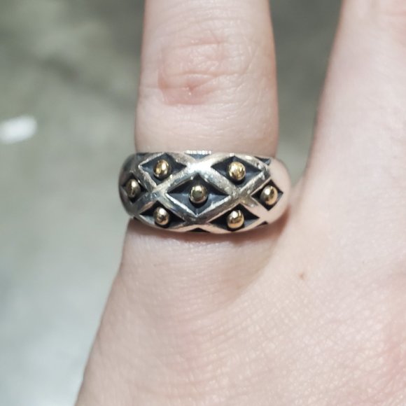 James Avery Silver and Gold Lattice Ring - Picture 2 of 12
